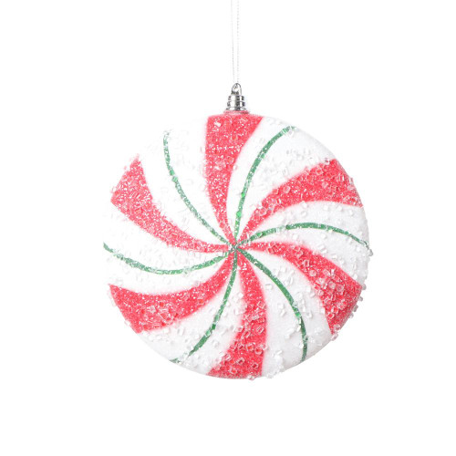  Vickerman MT2216115 6" Red Green Swirl Flat Ball Orn 2/Bag 