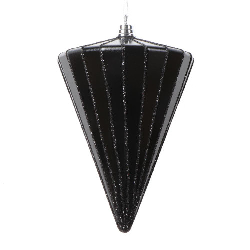 Vickerman MT224117 - 6 inch Black Shiny Cone Christmas Ornament - 3 Pack