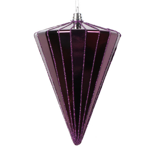  Vickerman MT224126 6" Shiny Plum Cone Ornament 3/bag 