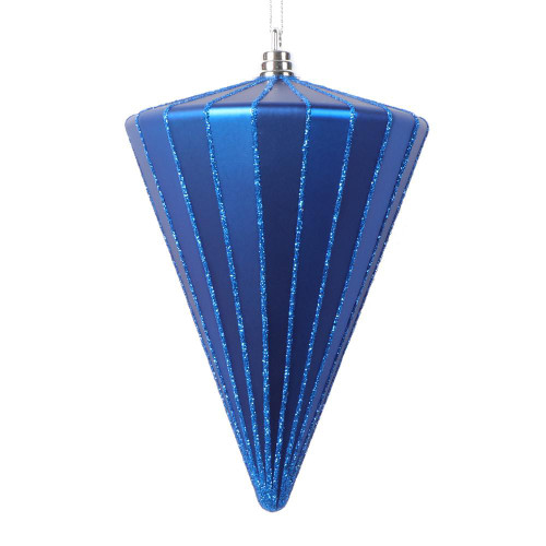 Vickerman MT224302 - 6 inch Blue Matte Cone Christmas Ornament - 3 Pack