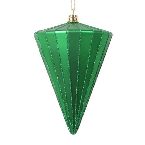 Vickerman MT224304 6" Matte Green Cone Ornament 3/bag 
