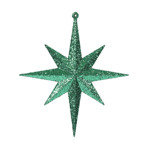 Vickerman M167204 - 8 inch Green Glitter Star Christmas Ornament - 4 Pack