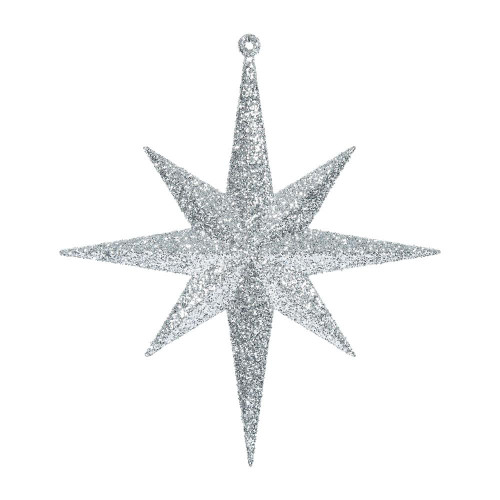 Vickerman M167207 - 8 inch Silver Glitter Star Christmas Ornament - 4 Pack