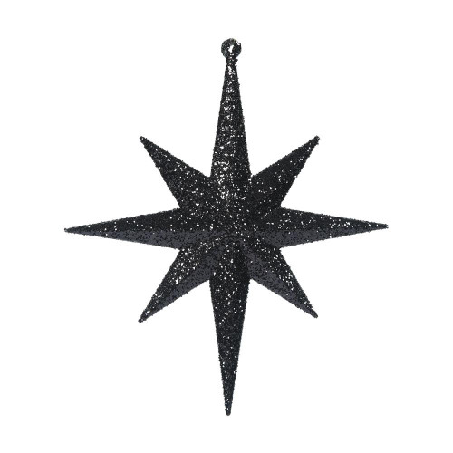Vickerman M167217 - 8 inch Black Glitter Star Christmas Ornament - 4 Pack