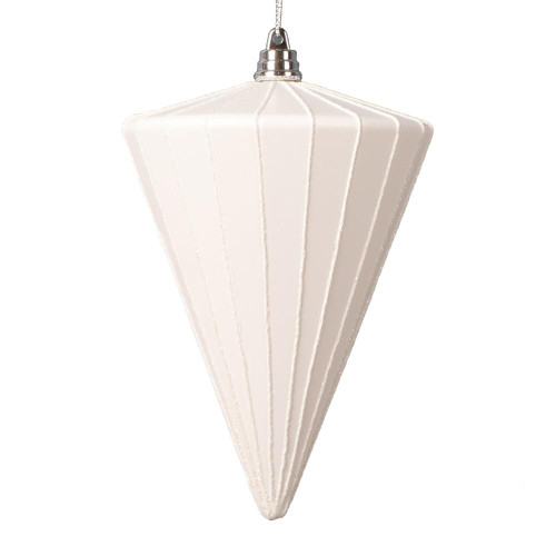 Vickerman MT224311 - 6 inch White Matte Cone Christmas Ornament - 3 Pack