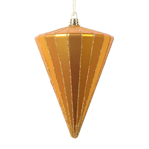 Vickerman MT224330 6" Matte Antique Gold Cone Ornament 3/bg