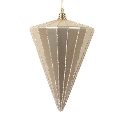 Vickerman MT224338 6" Matte Champagne Cone Ornament 3/bag