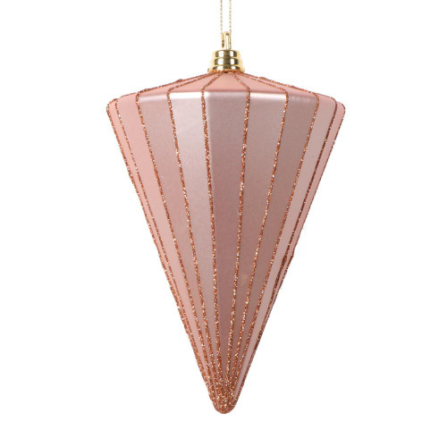 Vickerman MT224358 6" Matte Rose Gold Cone Ornament 3/bag
