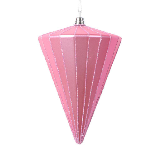 Vickerman MT224379 6" Matte Pink Cone Ornament 3/bag