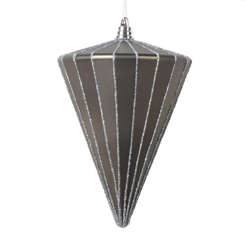 Vickerman MT224387 6" Matte Pewter Cone Ornament 3/bag