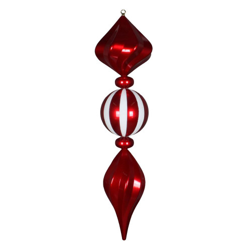 Vickerman M180102 - 39 inch Red & White Candy Swirl Finial Christmas Ornament