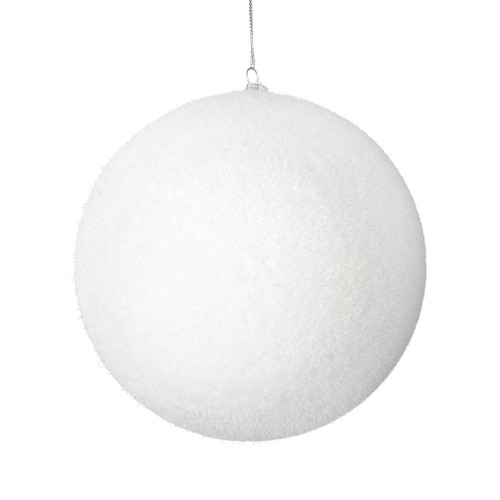 Vickerman M180411 4" White Flocked Ball Ornament 6/Bg