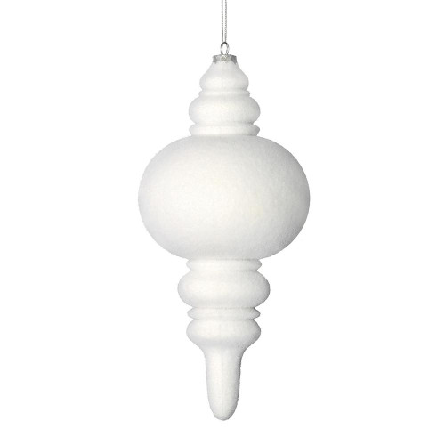 Vickerman M182411 10" White Flocked Finial Ornament 3/Bag