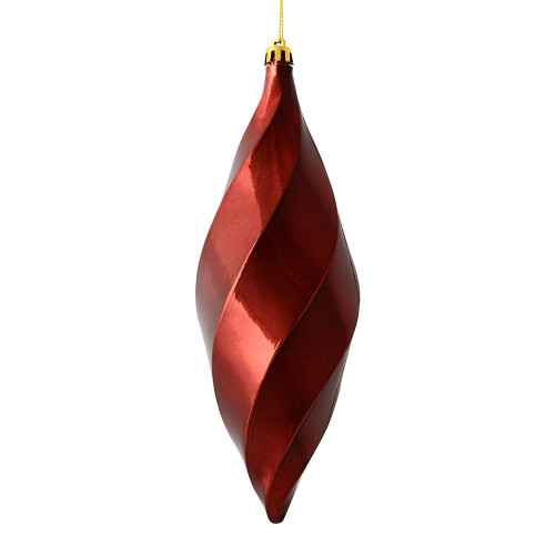 Vickerman M183165S - 8 inch Burgundy Shiny Finial Christmas Ornament - 6 Pack