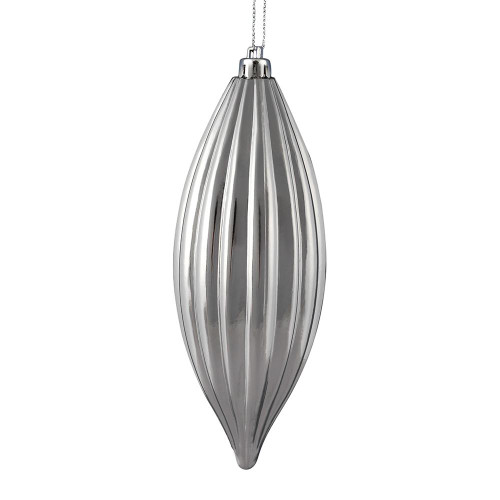  Vickerman M183207S 8" Silver Shiny Line Finial 4/Bag 