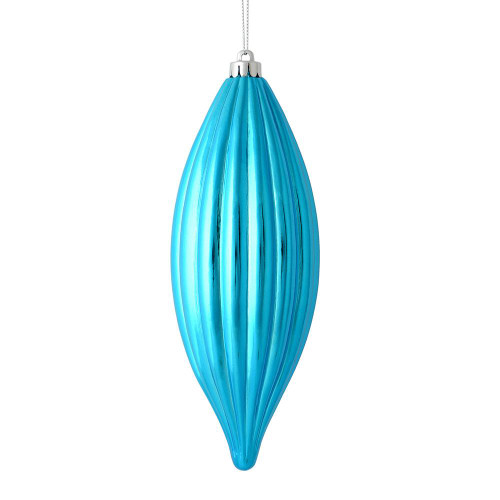 Vickerman M183212S - 8 inch Turquoise Shiny Finial Christmas Ornament - 4 Pack