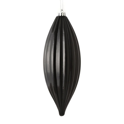  Vickerman M183217S 8" Black Shiny Line Finial 4/Bag 
