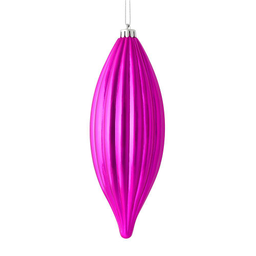 Vickerman M183270S - 8 inch Fuchsia Shiny Finial Christmas Ornament - 4 Pack