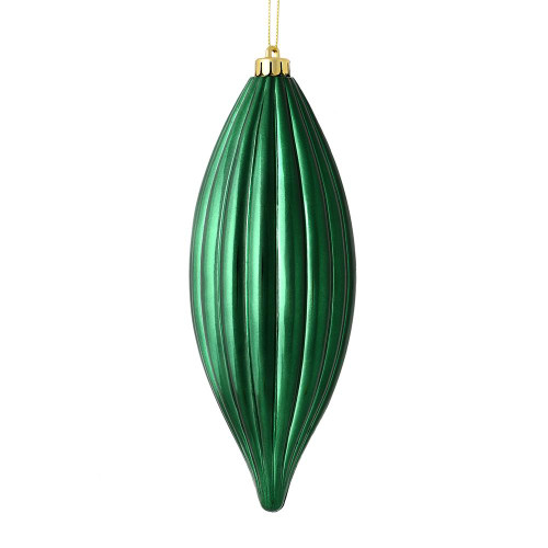 Vickerman M183274S - 8 inch Midnight Green Shiny Finial Christmas Ornament - 4 Pack