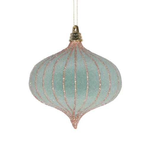 Vickerman MT229542 - 4 inch Light Green Glitter Onion Christmas Ornament - 3 Pack