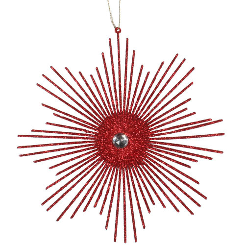  Vickerman M184503 6.5" Red Glitt Snowflake Burst 6/Bag 