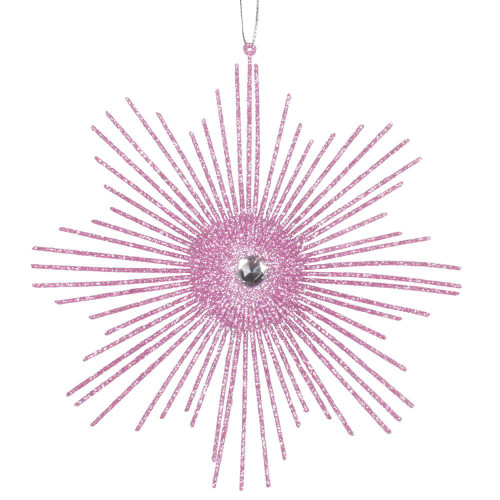  Vickerman M184579 6.5" Pink Glitt Snowflake Burst 6/Bag 