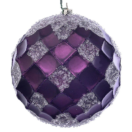  Vickerman MC190526D 4.75" Plum Net Beaded Ball 3/Bag 