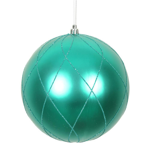  Vickerman N170642D 4" Teal Matt Glitter Swirl Ball 4/Bx 