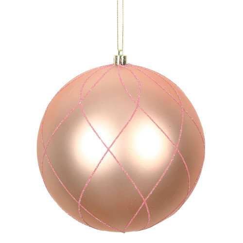 Vickerman N170658D 4" Rose Gold Matt Glitt Swirl Ball 4/Bx