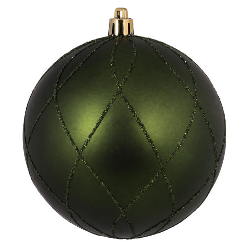  Vickerman N170664D 4" Moss Green Matt Glitter Swirl Ball 4/ 