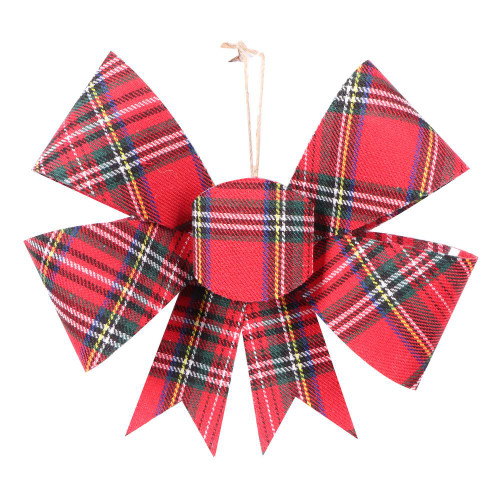 Vickerman MC211903 7" Red Plaid Christmas Ornament Bow
