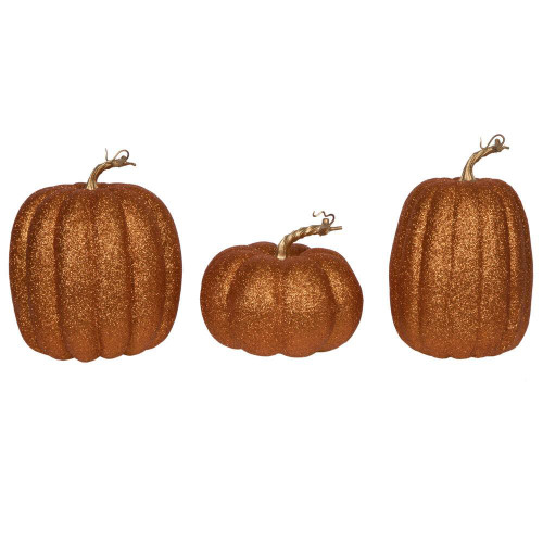 Vickerman MC225718 8" Orange Pumpkins Assorted Set of 3