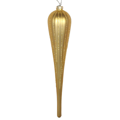 Vickerman MT195008D 11" Gold Glitter Drop Ornament 3/Bag