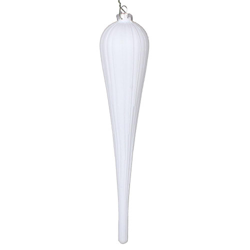 Vickerman MT195011D - 11 inch White Glitter Teardrop Christmas Ornament - 3 Pack