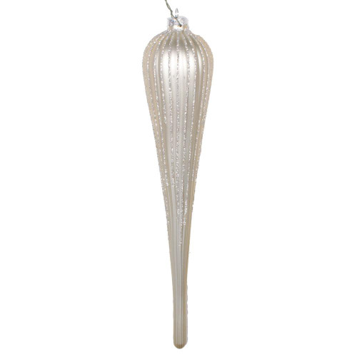  Vickerman MT195038D 11" Champagne Glitter Drop Ornament 3/Bg 