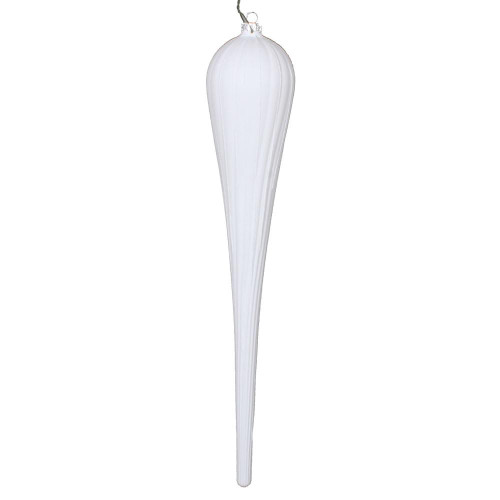 Vickerman MT195111D 15.75" White Glitter Drop Ornament 2/Bag