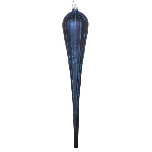 Vickerman MT195131D 15.75" Midnight Blue Glitt Drop Orn 2/Bg