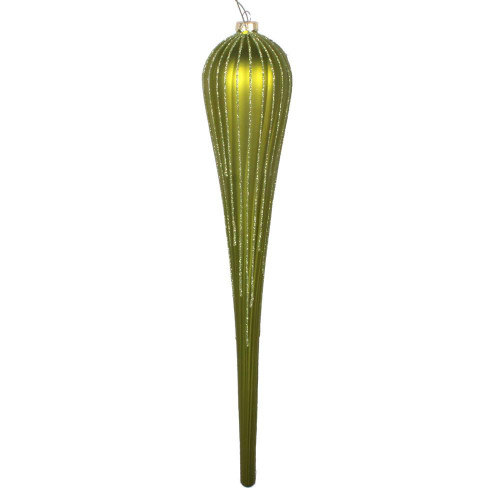 Vickerman MT195173D 15.75" Lime Glitter Drop Ornament 2/Bag