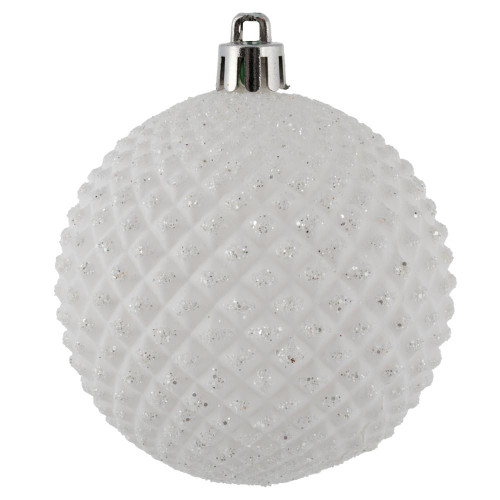 Vickerman N188411D 2.75" White Durian Glitter Ball 12/Bag