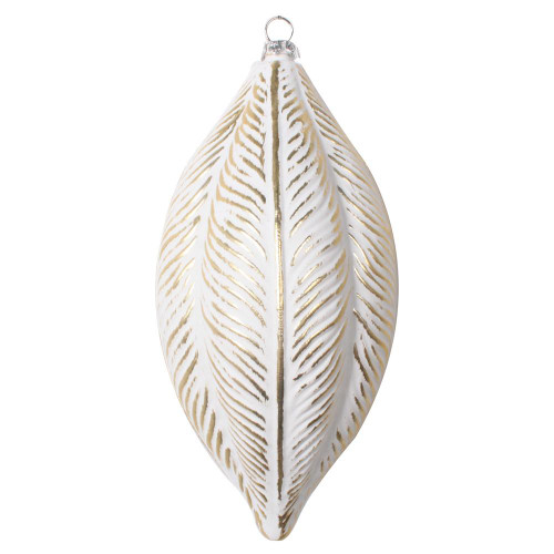 Vickerman MT203008 6" Gold Brushed Feather Ornament 3/Bag