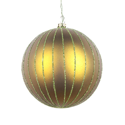 Vickerman MT211514D - 4 inch Olive Glitter Ball Christmas Ornament - 4 Pack