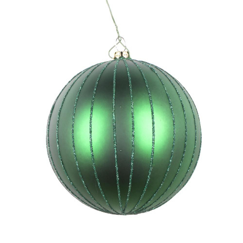  Vickerman MT211524D 4" Emerald Matte Glitter Ball Orn 4/bag 