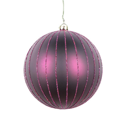 Vickerman MT211526D 4" Plum Matte Glitter Ball Orn 4/bag
