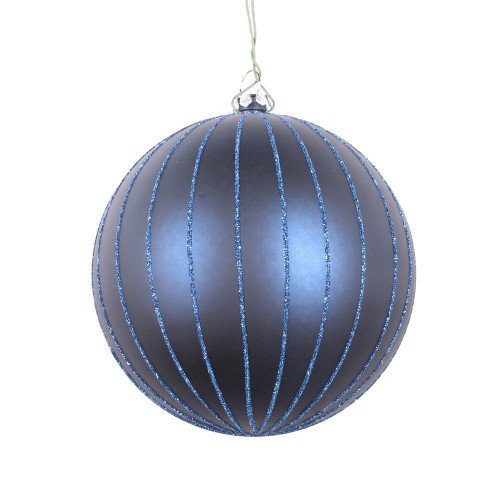Vickerman MT211531D - 4 inch Midnight Blue Glitter Ball Christmas Ornament - 4 Pack