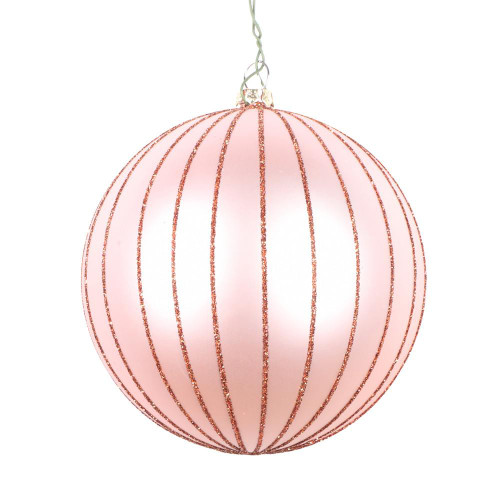 Vickerman MT211558D 4" Rose Gold Matte Glitter Ball Orn 4/bg