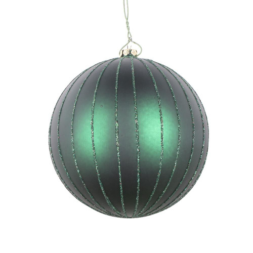 Vickerman MT211574D 4" Midnt Green Matte Glitter Ball 4/bag