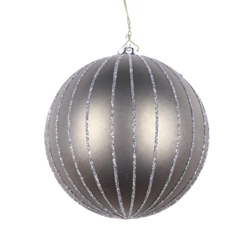  Vickerman MT211587D 4" Pewter Matte Glitter Ball Orn 4/bag 