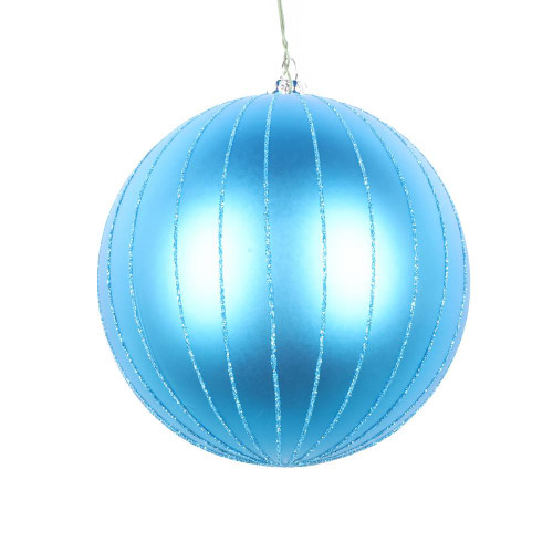 Vickerman MT211712D - 5 inch Turquoise Glitter Ball Christmas Ornament - 4 Pack