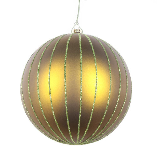 Vickerman MT211714D - 5 inch Olive Glitter Ball Christmas Ornament - 4 Pack