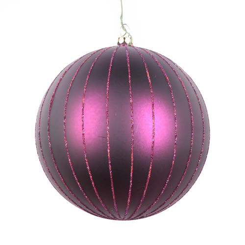 Vickerman MT211726D 5" Plum Matte Glitter Ball Orn 4/bag
